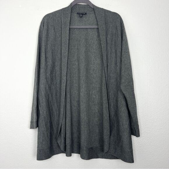 Eileen Fisher | Alpaca Merino Wool Tencel Open Front Gray Lightweight Cardigan L - Picture 7 of 7